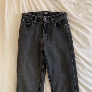 Dark cropped jeans, kick flare, high rise